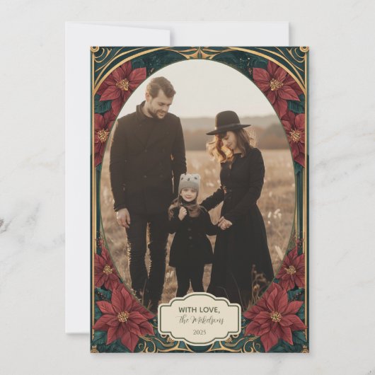 Photo Emerald Baroque Christmas Feestdagenkaart (Voorkant)