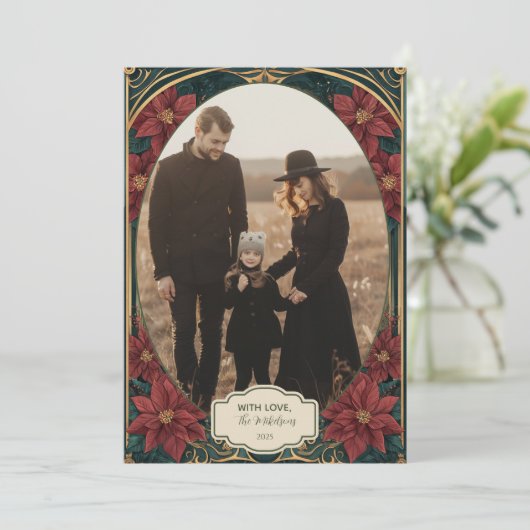 Photo Emerald Baroque Christmas Feestdagenkaart (Staand voorkant)