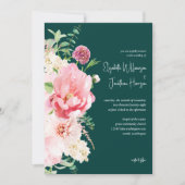 Photo Emerald Blush Dark Moody Floral Script Kaart (Voorkant)