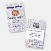 Photo Employee Logo or QR CODE glitter Badge (Front & Back)