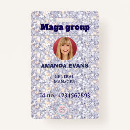Photo Employee Logo or QR CODE glitter Badge