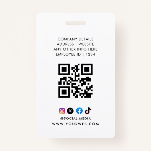 Photo Employee Logo or QR CODE Security Badge (Achterkant)