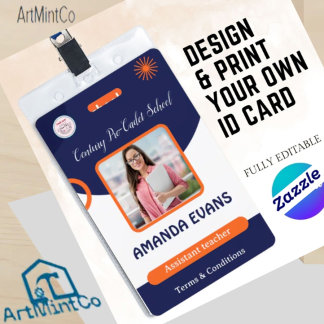 Photo Employee Logo or QR CODE Security Badge