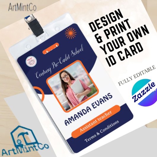 Photo Employee Logo or QR CODE Security Badge