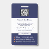 Photo Employee Logo or QR CODE Security Badge (Achterkant)