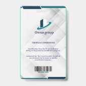 Photo Employee Logo or QR CODE white Badge (Achterkant)