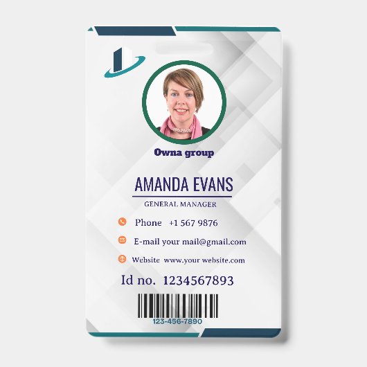 Photo Employee Logo or QR CODE white Badge (Voorzijde)