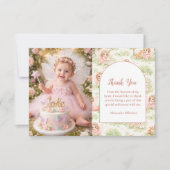 Photo Fairy Garden First Birthday Bedankkaart (Voorkant)