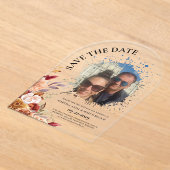 Photo Fall Floral Save the date Clear Acryl Uitnodigingen (Laagn)