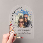 Photo Fall Floral Save the date Clear Acryl Uitnodigingen (Insitu (Draagbaar))