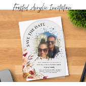 Photo Fall Floral Save the date Frosted Acryl Uitnodigingen