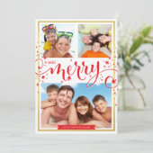 PHOTO FAMILY wees vrolijk feestelijk kerstscript r Feestdagenkaart (Staand voorkant)
