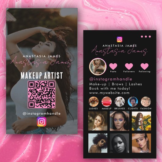Photo Feed Influencer Grid Social Media Roze Visitekaartje