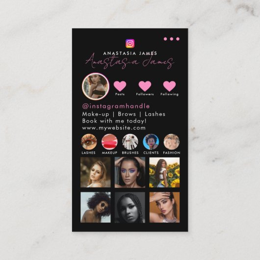 Photo Feed Influencer Grid Social Media Roze Visitekaartje (Achterkant)