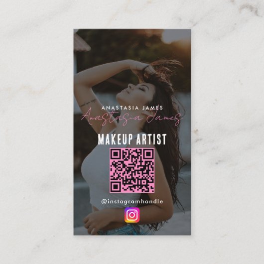 Photo Feed Influencer Grid Social Media Roze Visitekaartje (Voorkant)