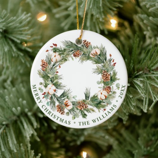 PHOTO Festive Pine Cones kerstvakantie Keramisch Ornament (Boom)