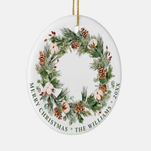 PHOTO Festive Pine Cones kerstvakantie Keramisch Ornament (Rechts)