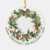 PHOTO Festive Pine Cones kerstvakantie Keramisch Ornament (Voorkant)