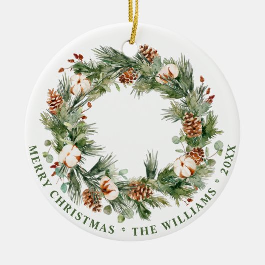 PHOTO Festive Pine Cones kerstvakantie Keramisch Ornament (Voorkant)