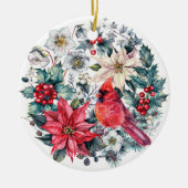 PHOTO Festive Waterverf Holly Berry kerstcer Keramisch Ornament (Voorkant)