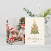 Photo FGroovy Retro Bow Christmas Feestdagenkaart (Staand voorkant)