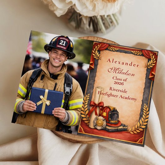 Photo Firefighter Graduation Party Aankondiging