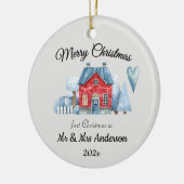 Photo First Christmas As Mr & Mrs Newlyweds Round Keramisch Ornament (Links)