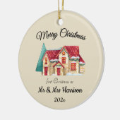Photo First Christmas As Mr & Mrs Newlyweds Round Keramisch Ornament (Links)