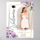 Photo Floral Boho purple gold script graduation Poster (Voorkant)