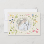 Photo Floral Ivory Wedding Bedankkaart (Voorkant)