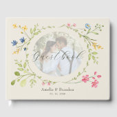 Photo Floral Ivory Wedding Gastenboek (Voorkant)
