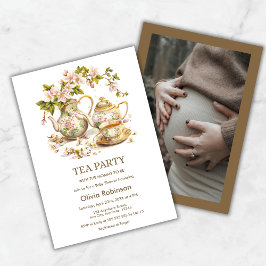 Photo Floral Tea Party Time for Tea Baby Shower  Kaart