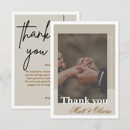 Photo Frame Wedding Thank You Card Bedankkaart (Voorkant / Achterkant)