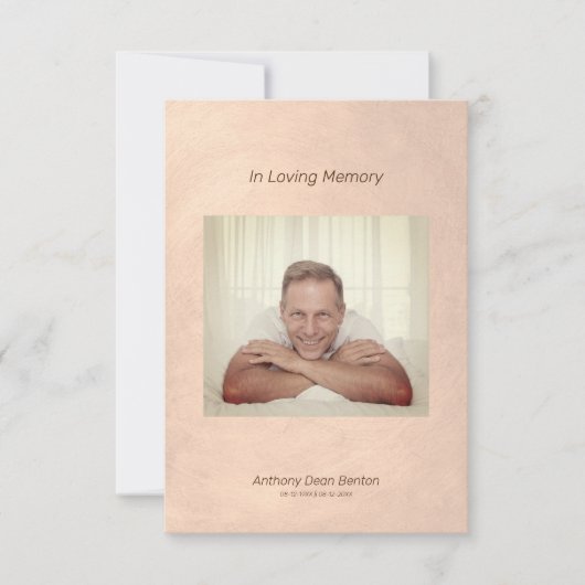 Photo Funeral Invitation Faux Metallic Effect Kaart (Voorkant)