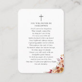 Photo Funeral Memorial Floral Prayer Card Visitekaartje (Achterkant)