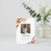 Photo Funeral Memorial Floral Prayer Card Visitekaartje (Staand voorkant)