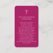 Photo Funeral Memorial Pink Prayer Card Visitekaartje (Achterkant)