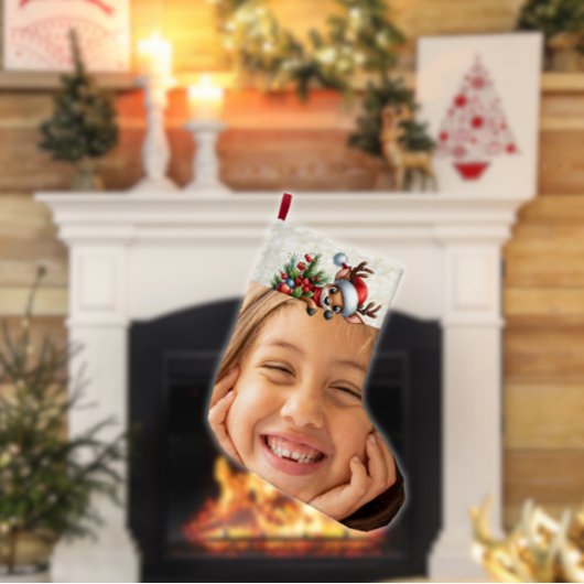 Photo Funny Cute Festive Deer Christmas Stocking Grote Kerstsok