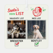 Photo Funny Dog Christmas Naughty Nice Metalen Ornament (Achterkant)