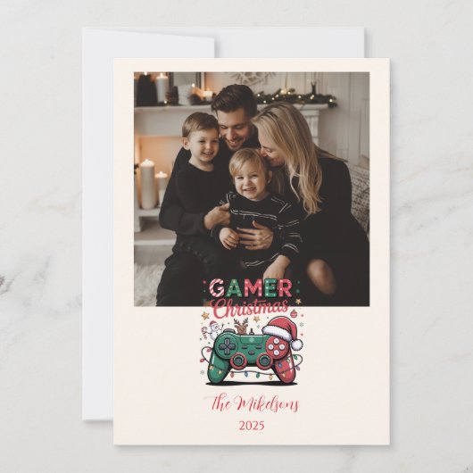 Photo Funny Gamer Christmas Feestdagenkaart (Voorkant)