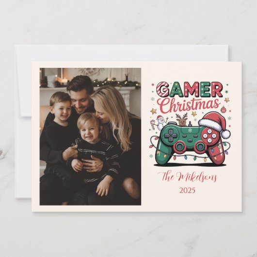 Photo Funny Gamer Christmas Feestdagenkaart (Voorkant)