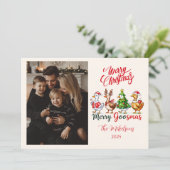 Photo Funny Merry Goosmas Christmas Feestdagenkaart (Staand voorkant)