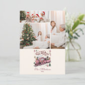 Photo Funny Santa Train Wreck Christmas Feestdagenkaart (Staand voorkant)