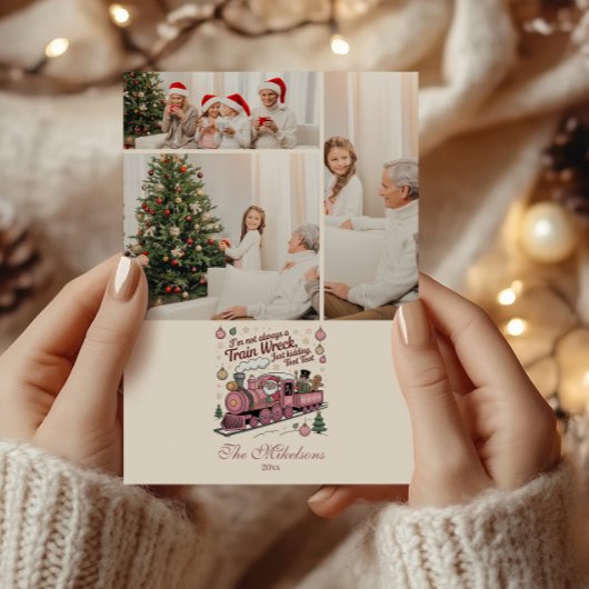 Photo Funny Santa Train Wreck Christmas Feestdagenkaart