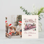 Photo Funny Santa Train Wreck Christmas Feestdagenkaart (Staand voorkant)