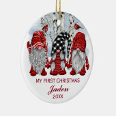 PHOTO Gnomen My First Kerstmis Waterverf Holiday Keramisch Ornament (Rechts)