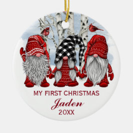 PHOTO Gnomen My First Kerstmis Waterverf Holiday Keramisch Ornament