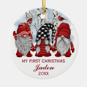 PHOTO Gnomen My First Kerstmis Waterverf Holiday Keramisch Ornament