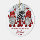 PHOTO Gnomen My First Kerstmis Waterverf Holiday Keramisch Ornament (Links)