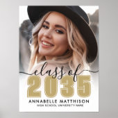 Photo Gold Graduation Party Sign Poster (Voorkant)